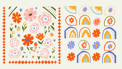 colorful floral seamless pattern illustration set  (3).eps