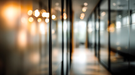 Office space interaction blurred interior with doorway modern workspace contemporary design dynamic view