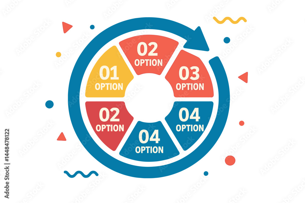 Aufkleber a vector-based circle chart infographic template including an arrow is provided for creating cycle d