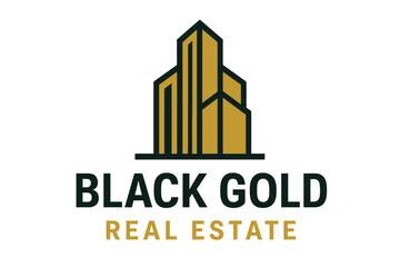 Fototapeta premium Black Gold Real Estate is represented by a logo that incorporates a construction architecture building logo design template element