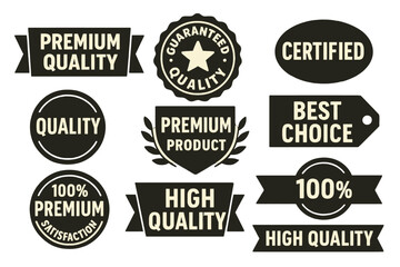 Obraz premium This collection comprises a big set of premium black badges, guaranteed to be of high quality, and includes a certified sticker tag assortment, as well as vintage black badge labels and retro stamp