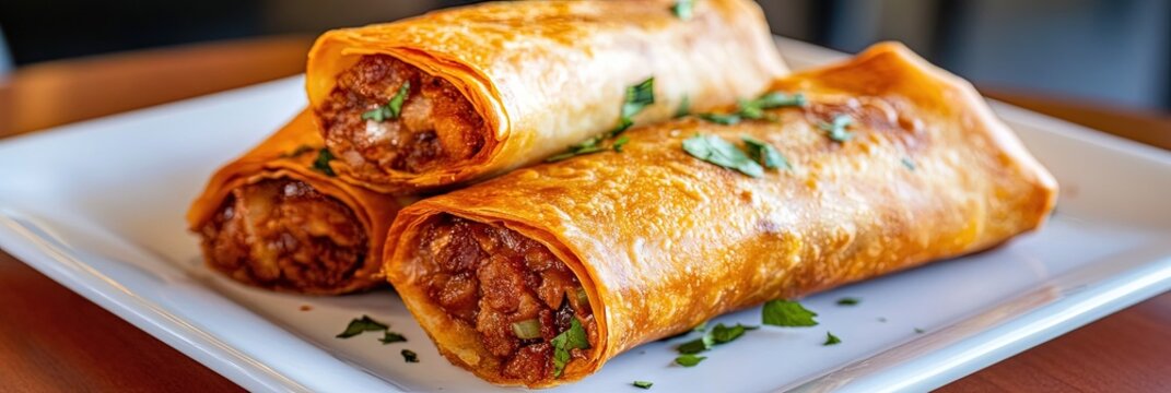 photo of delicious pork chimichangas 