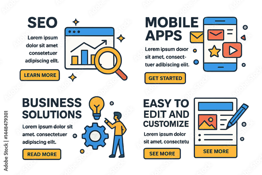 Wall mural modern vector illustration concepts are available in a set of web page design templates for seo, mob