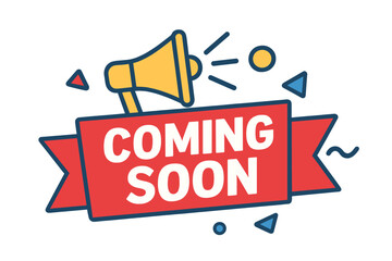 A flat web label element is represented by the vector illustration modern coming soon banner icon