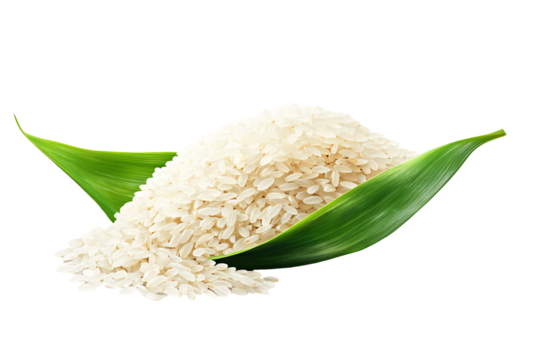 a pile of rice and leaves