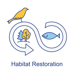 Rebuilding Ecosystems Icon Highlighting Environmental Sustainability.