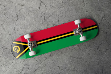 Skateboard with the flag of Vanuatu 3D Rendering