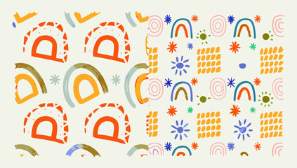 colorful children pencil doodle seamless pattern s.eps