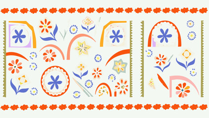 Obraz premium blue floral seamless pattern illustration vintage (2).eps