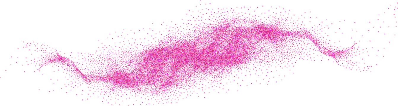 Rose colored dust swirl in a gradient with a grainy effect.Abstract glittering particles with noise.