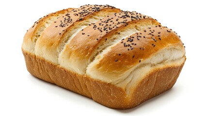 Freshly baked loaf of sesame seed bread isolated on white background a delicious and appetizing food item