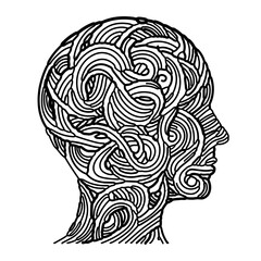 Fototapeta premium Black and White SVG of a Confused Mind