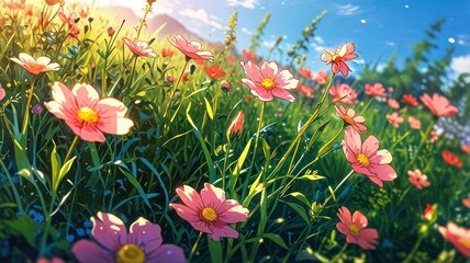 Fototapeta premium flowers in the grass