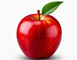  Red Apple with Leaf- Fresh Fruit generated ai 
