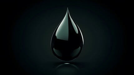 Fototapeta premium Single Black Oil Drop Abstract Dark Background