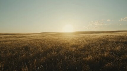 Obraz premium Golden Hour Prairie Sunset: A Serene Landscape Photography