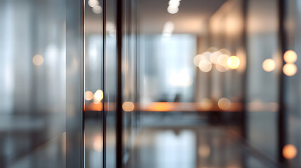 Dynamic office environment blurred interior modern workspace corporate setting abstract viewpoint