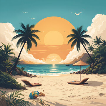 goa beach life design composition vector