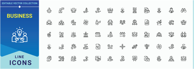 Business icon set. Contains such symbols as manage, professional, profession, enterprise, commerce, economic and more. Profession linear icon set. Minimal icons collection. Editable stroke.