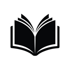 Open Book Silhouette Icon, Education and Learning Vector Symbol