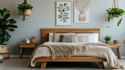 Cozy modern bedroom with natural decor and minimalist style evolving