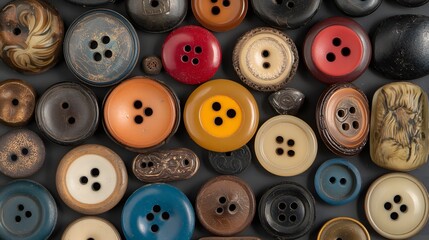 Fototapeta premium Vintage Sewing Buttons Collection, Assorted Colors and Styles
