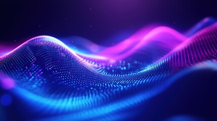 Neon Digital Wave Abstract Art
