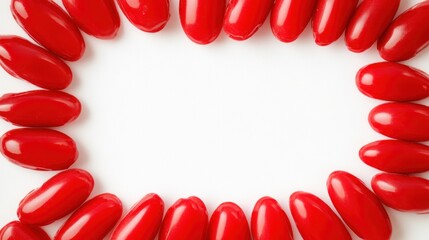 Obraz premium Vibrant Red Frame of Cherry Tomatoes on White Background