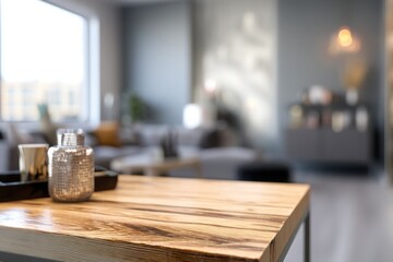 Wooden table in modern home