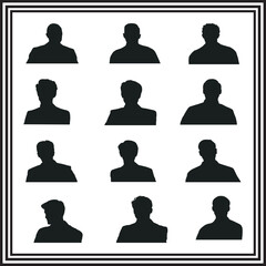 Male Silhouette Avatar Vector Set &ndash; Black Head and Shoulder Icons for Profiles, Placeholders, IDs, and Design Templates