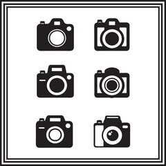 Camera Icon Set – Vector Silhouettes of Digital and Retro Cameras for Photography, Media, Apps, and Web Design Projects