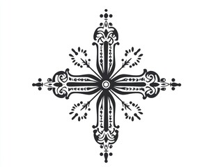 Ornate Cross: A Black and White Decorative Design