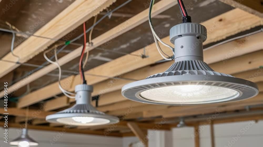 Poster a closeup of energyefficient led light fixtures being installed in a ceiling showcasing a sleek desi