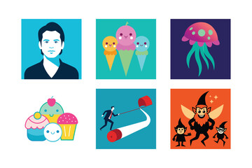 set of vector icons for children