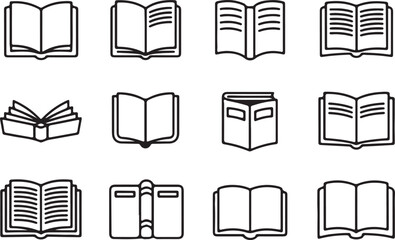 Minimalist Open Book Icons - Stylish and Versatile Graphic Design Elements