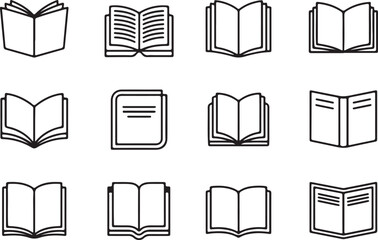 Minimalist Open Book Icons - Stylish and Versatile Graphic Design Elements