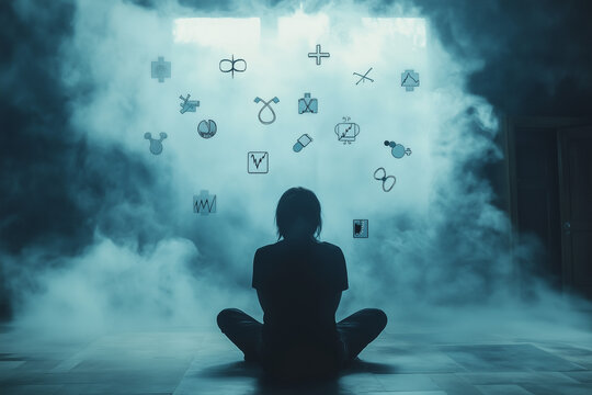 A Visual Metaphor of Illness Anxiety: The Mind Trapped in a Fog of Medical Obsession and Fear