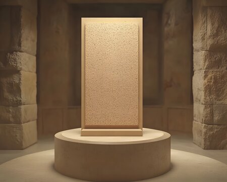 Ancient Stone Tablet Mockup in Museum Setting