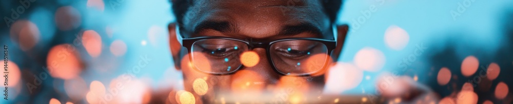 Fototapete Immersive Digital Cognition Gen Z Professionals Multi-Screen Financial Research in Hyperconnected Tech Ecosystem of Algorithmic Information Consumption