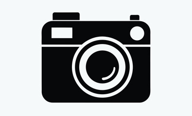 Camera silhouette, Camera silhouette vector art illustration, black camera outline, retro camera shape, flat design illustration