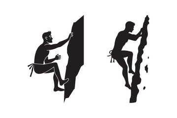 Rock Climbing Silhouette Illustration Mountain Climber Vector Clipart Set