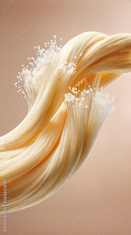 Poster luminous digital flow ethereal fiber optic waves visualizing next-gen connectivity, innovative data 