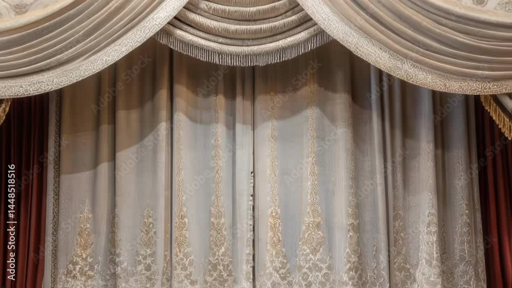 Leinwandbilder a medium closeup of decorative curtain fabric draped elegantly in front of a proscenium arch demonst