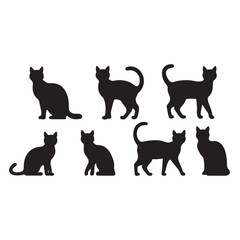 An assortment of silhouettes of black cats