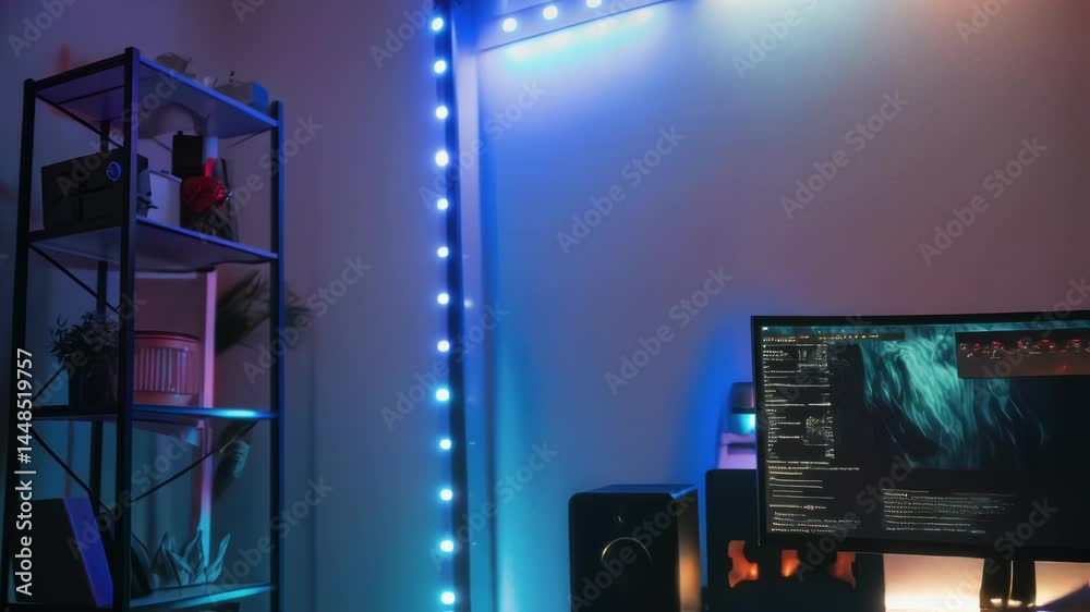 Leinwandbilder a medium closeup of vibrant led lighting illuminating the room enhancing visibility while creating a