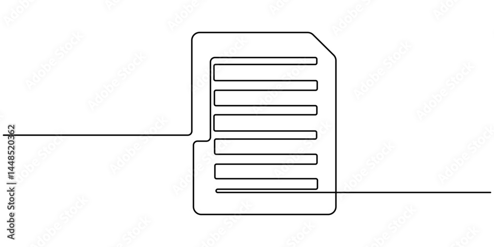Poster clipboard with checklist icon continuous one line drawing of outline vector illustration, one contin