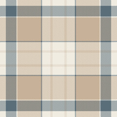 Elegant neutral plaid pattern in beige, cream, and muted blue.  Perfect for textile design, wallpaper, or website backgrounds.