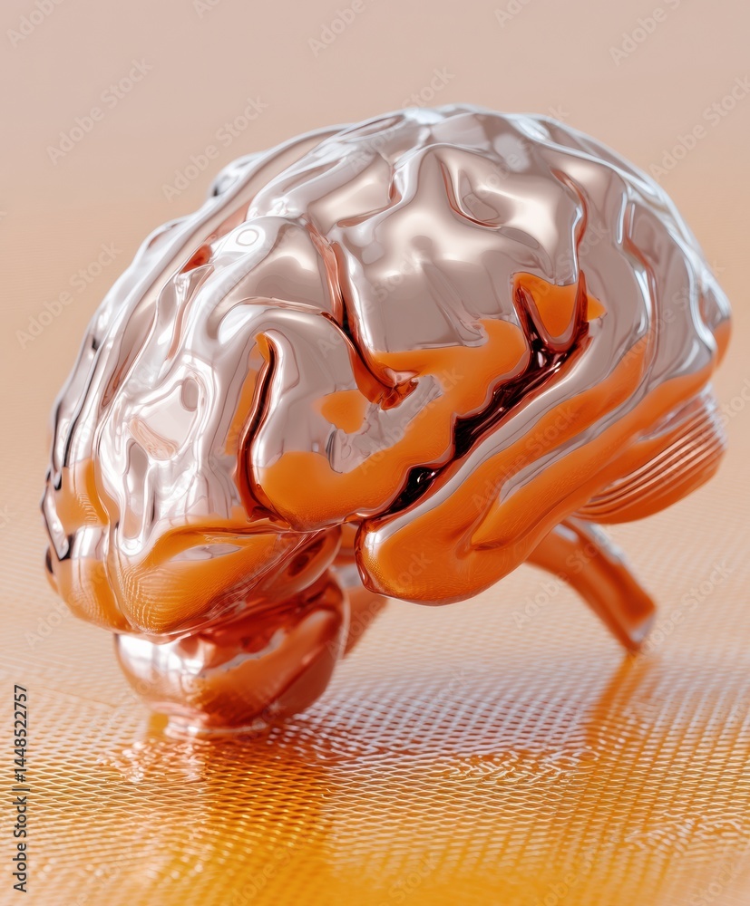 Leinwandbilder neuromorphic ai visualization metallic liquid brain for digital transformation, cognitive innovation