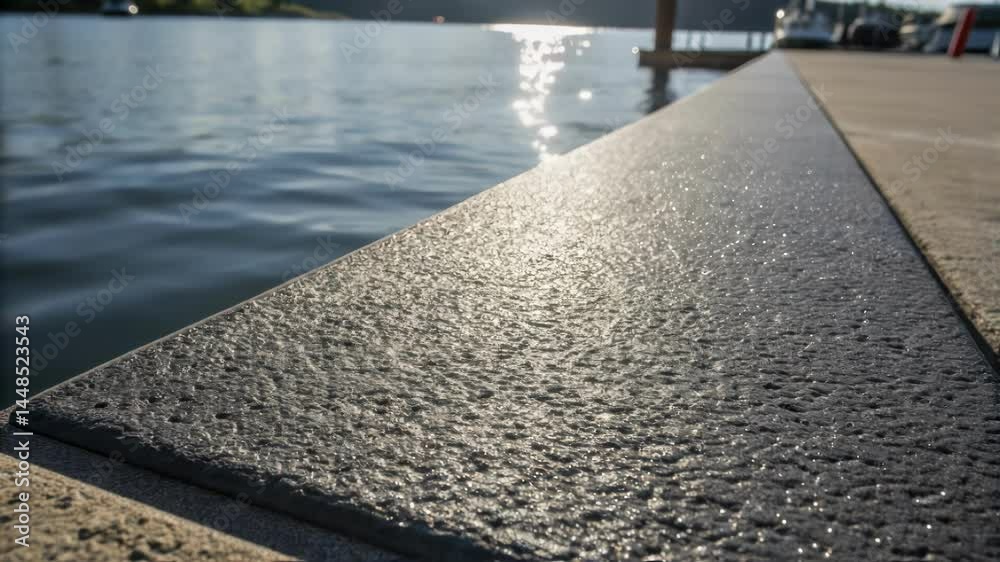 Poster closeup of a freshly laid slipresistant surface on a ramp highlighting the rough texture that contra