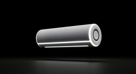 Cylindrical Speaker with Integrated Light and Black Background